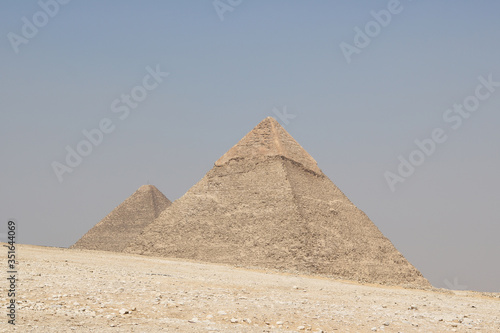 Giza Pyramids in Cairo  Egypt  ancient Egyptian civilization landmark 