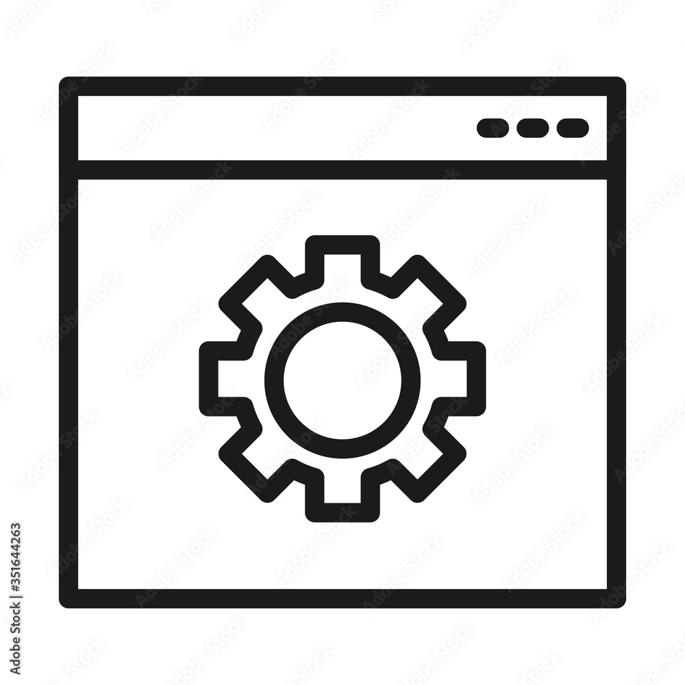web page with gear wheel icon, line style web page with gear wheel icon, line style