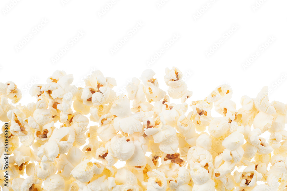Popcorn frame on a white isolated background