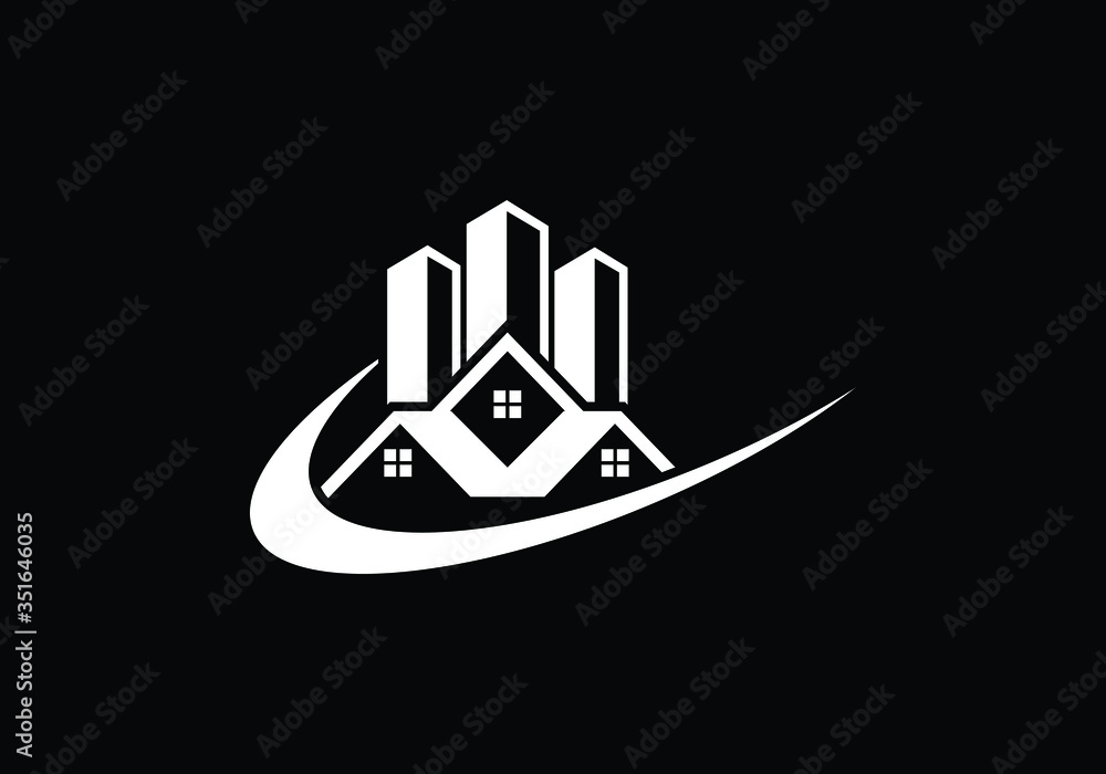 Real estate vector logo design, Building logo design, Real estate vector logo template, Logo for a property, Abstract home logo