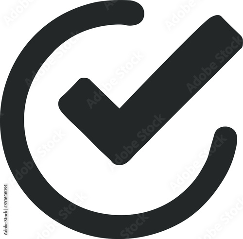 Check mark icon in flat style. Ok, accept vector illustration on white isolated background. Tick business concept.