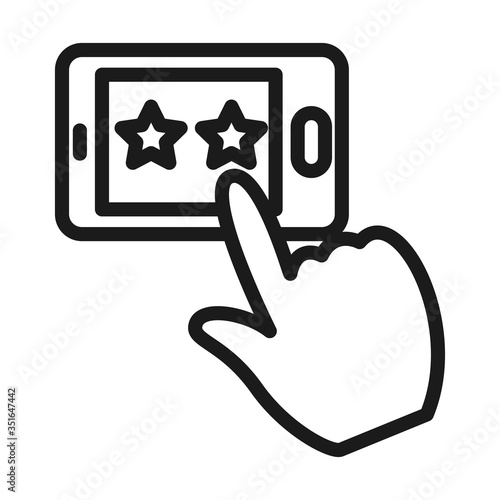hand and smartphone device icon, line style