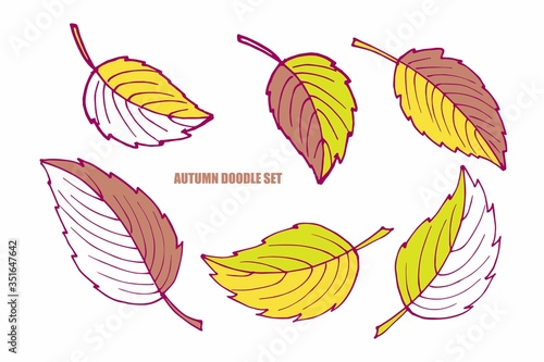 Set of fall leaves. Hand drawn vector Doodle sketch. Floral Herb Design elements. Perfect for scrapbooking  party design  logo  wrapping  wedding invitation  greeting card  blog  poster Hello Autumn