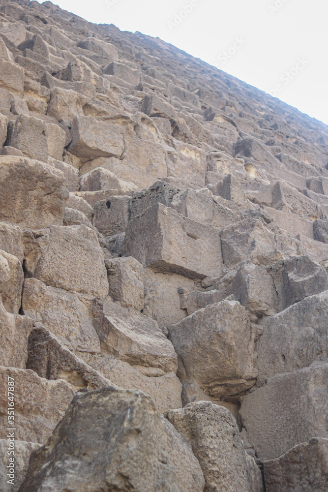 Giza Pyramids stones in Cairo, Egypt, ancient Egyptian civilization landmark 