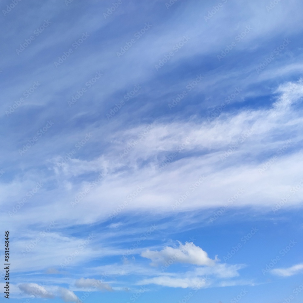 gentle blue sky with clouds, square shape background