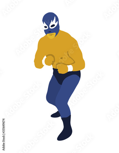 luchador mexican wrestler doodle icon, vector illustration