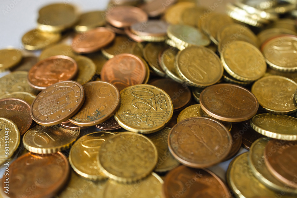 A lot of coins. Stock photo of many euro on a table. A lot of coins. Stock photo of many euro on a table.