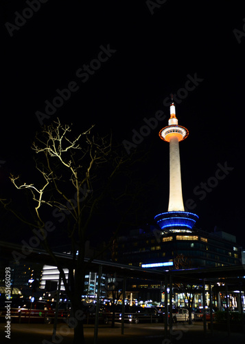 night view of the city, Kyoto Tower
