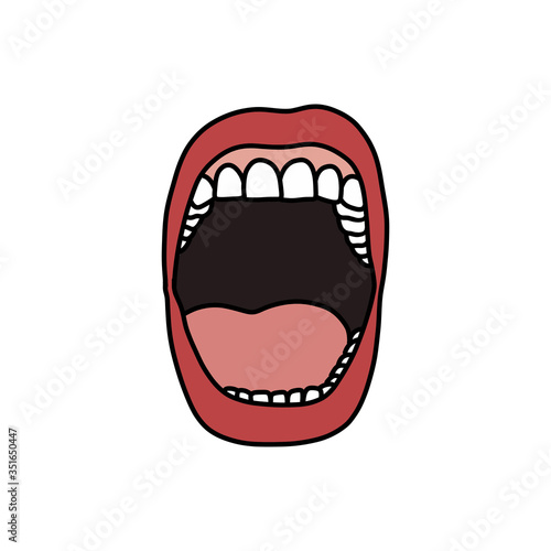 mouth doodle icon, vector illustration