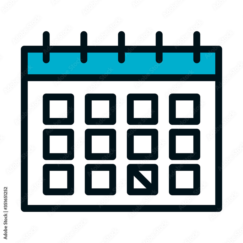 calendar planner icon, half color half line style calendar planner icon, half color half line style