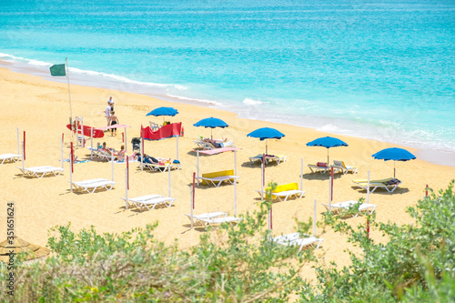 The famous sandy beach in Albufeira, Algarve, Portugal