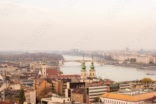 Margaret Island and the bridge on Budapest at fall