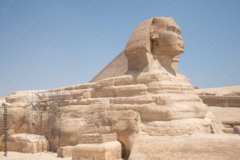 Giza Pyramids and Sphinx in Cairo Egypt ancient Egyptian civilization landmark