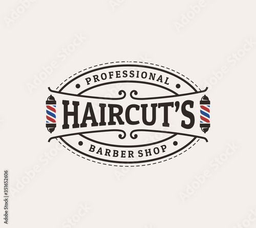 vintage style barber shop logo template
