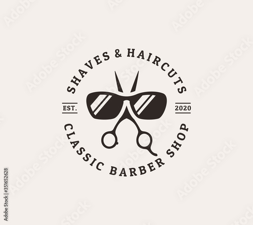 vintage barber shop badge design