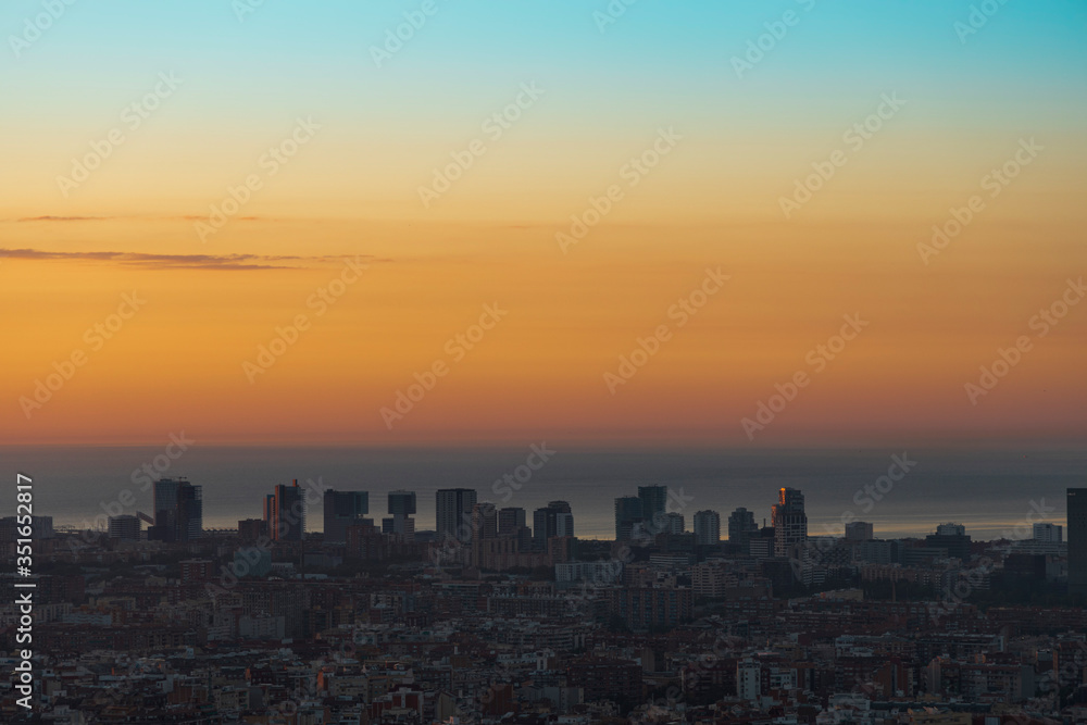 The city of Barcelona in the mediterranean coast 