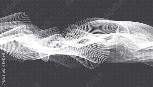 Waving White Digital Sound Wave on Gray Background,technology and earthquake wave diagram concept,design for music studio and science,Vector Illustration.