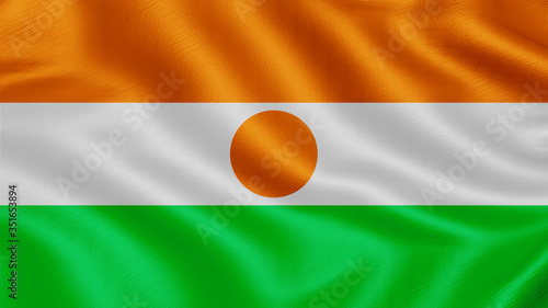 Flag of Niger. Realistic waving flag 3D render illustration with highly detailed fabric texture. Free Download Flag of Niger. Realistic waving flag 3D render illustration with highly detailed fabric texture. - GFXLoad