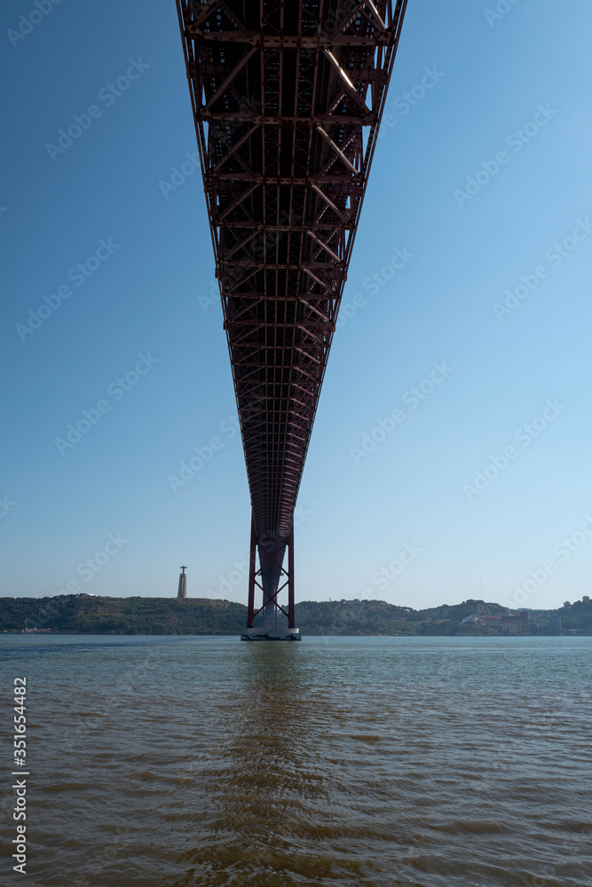 View frome the 25 de Abril Bridge in Lisbon.