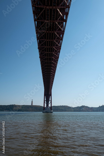 View frome the 25 de Abril Bridge in Lisbon.