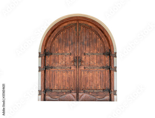 Vintage wooden gate isolated on a white background.
