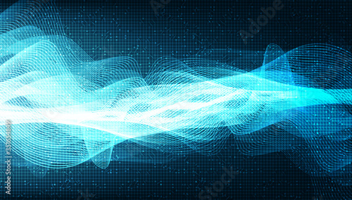 Digital Wave on Blue Background,technology and earthquake wave diagram concept,design for music studio and science,Vector Illustration.