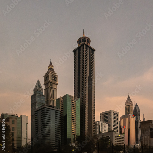 Canvas Print dubai skyline at sunset