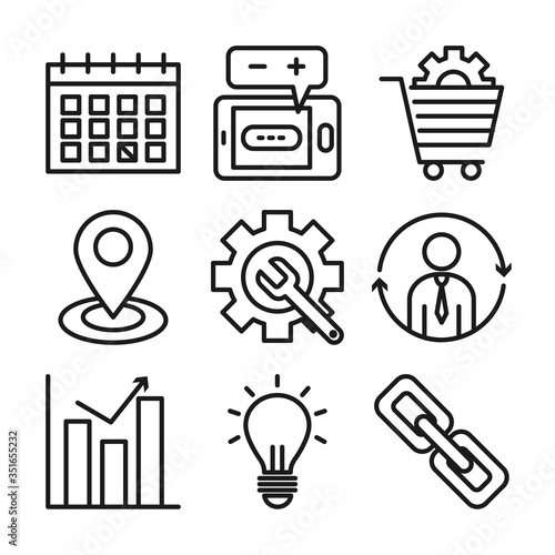 location pin, Seo and marketing online icon set, line style