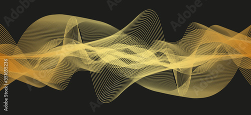 Golden Equalizer Sound Wave Background,technology and earthquake wave diagram concept,design for music studio and science,Vector Illustration.
