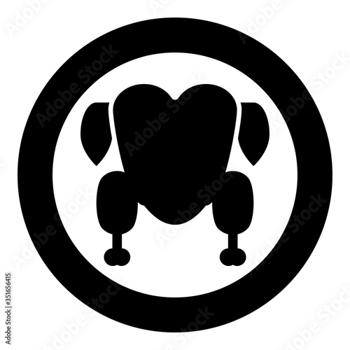 Chicken carcass raw Broiler meat Turkey food Hen farm product icon in circle round black color vector illustration flat style image