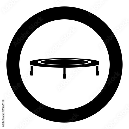 Trampoline jumping for bounce icon in circle round black color vector illustration flat style image
