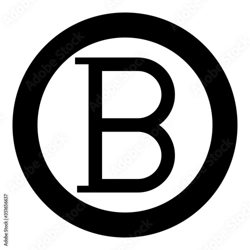 Beta greek symbol capital letter uppercase font icon in circle round black color vector illustration flat style image