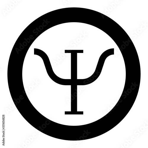 Psi greek symbol capital letter uppercase font icon in circle round black color vector illustration flat style image