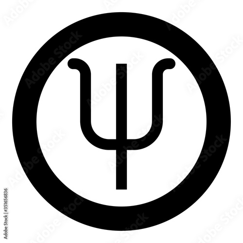 Psi greek symbol small letter lowercase font icon in circle round black color vector illustration flat style image