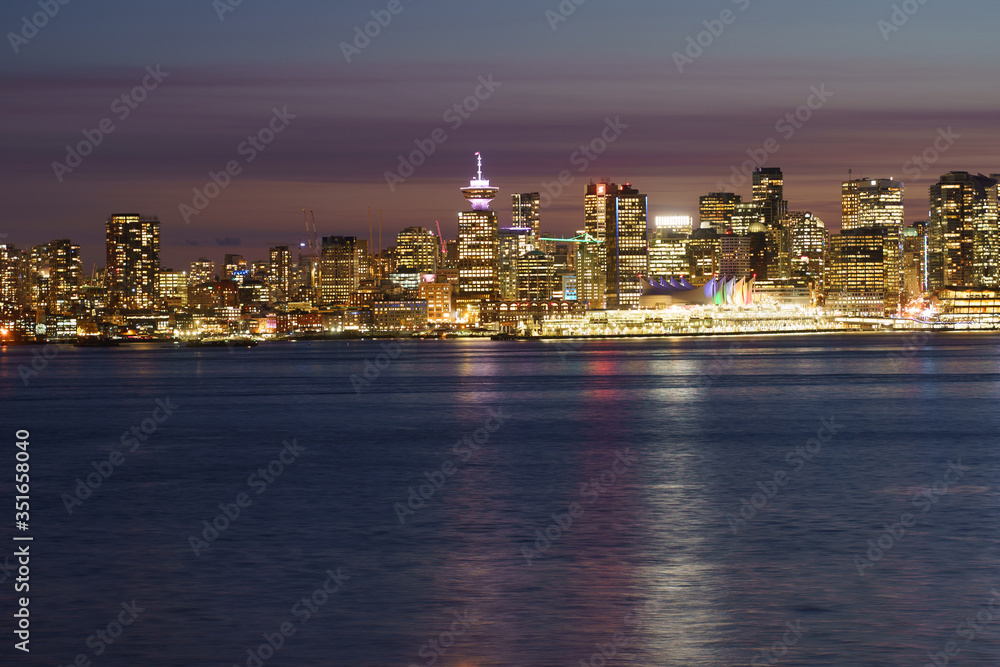 Vancouver city skyline at night