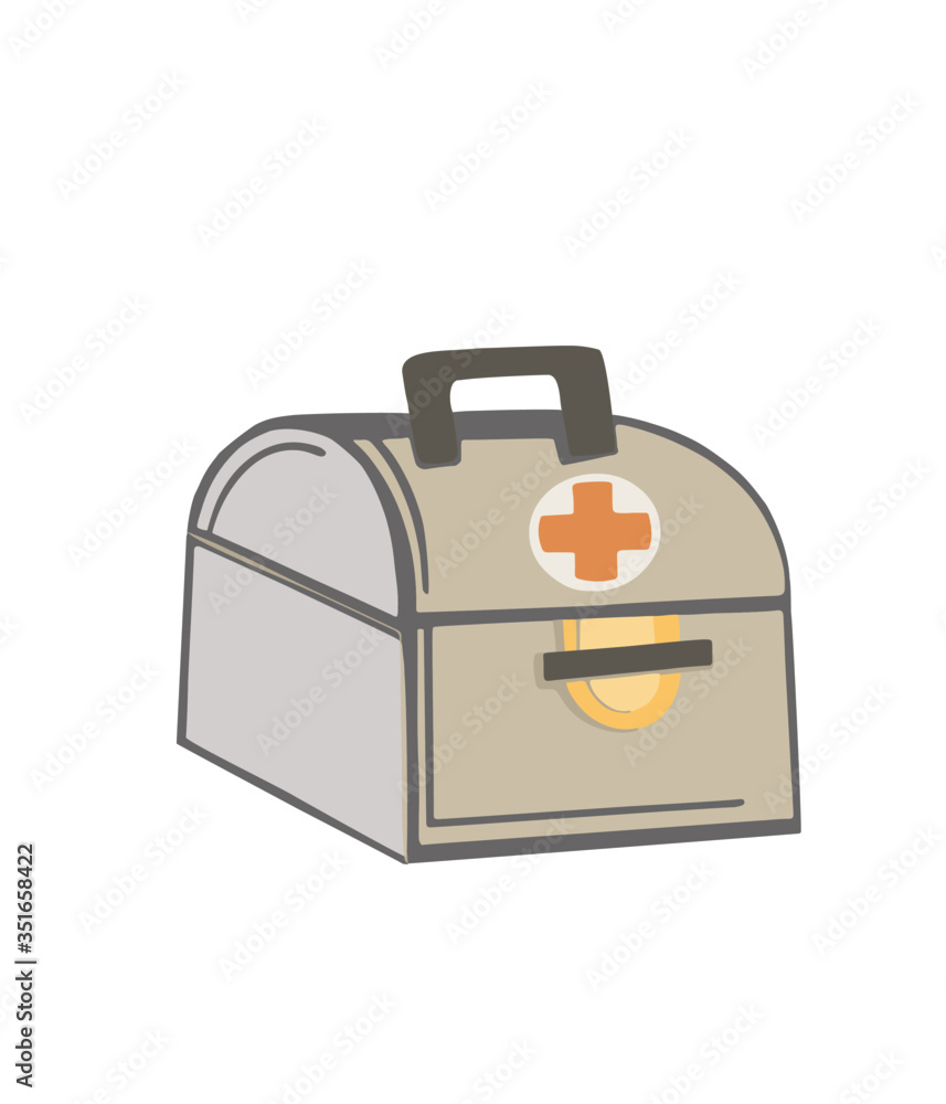 First aid kit medicine isolated doctor chest vector illustration Pharmacy on white background icon subject color sketch First aid kit medicine isolated doctor chest vector illustration Pharmacy on white background icon subject color sketch
