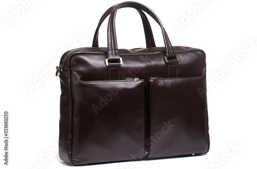 expensive elegant men's briefcase on a white background