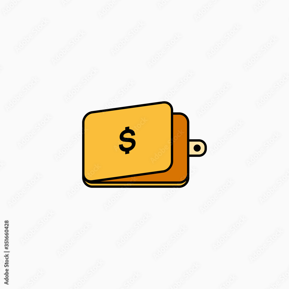 Wallet flat icon vector illustration isolated on white background.