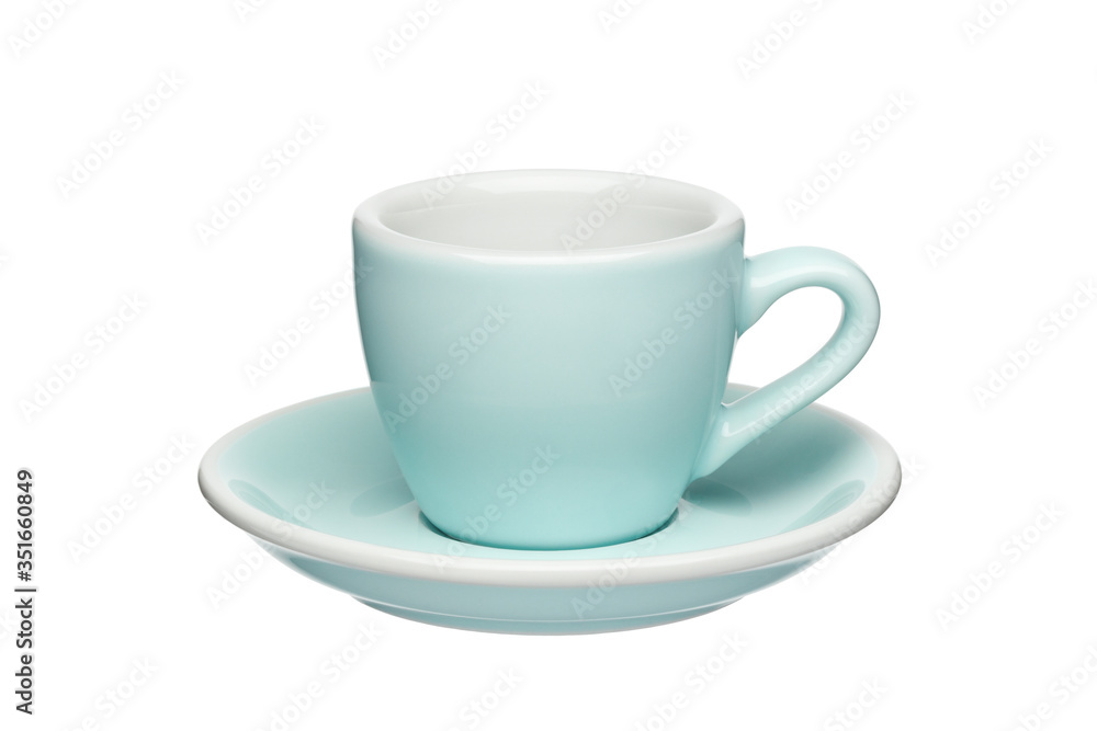 Blue cup and saucer isolated on a white background. Blue cup and saucer isolated on a white background.
