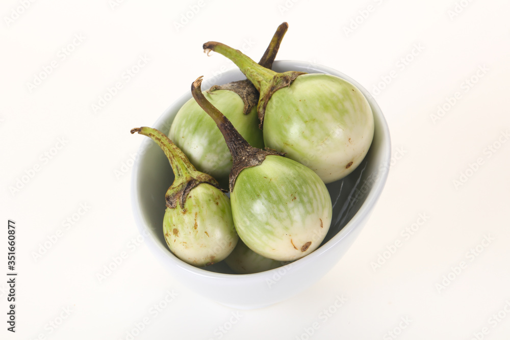 Asian green eggplant - ready for cooking Asian green eggplant - ready for cooking