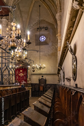 Canvas Print Old New Synagogue Prague in Czech Republic.