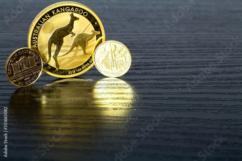 Bilde på lerret Gold Coins - 1 ounce Australian Kangaroo and 1-10 ounce Wiener Philharmoniker