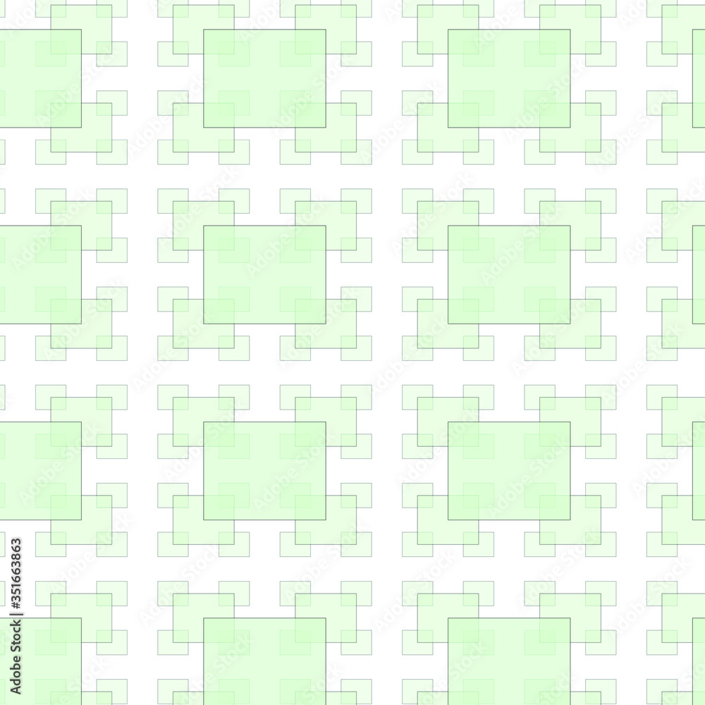 Green square vector seamless pattern on white isolated background. Green square vector seamless pattern on white isolated background.