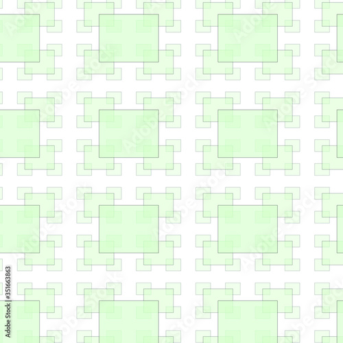 Green square vector seamless pattern on white isolated background. 