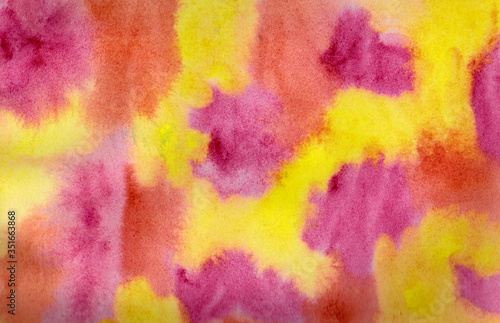 Abstract watercolor background, red, yellow, pink, watercolor textura 