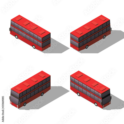 Vector isometric red double decker bus.