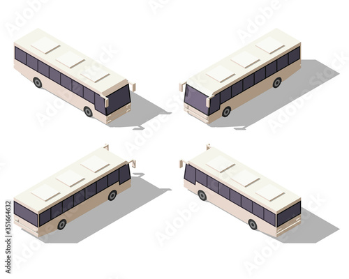 Isometric vector low poly city bus.