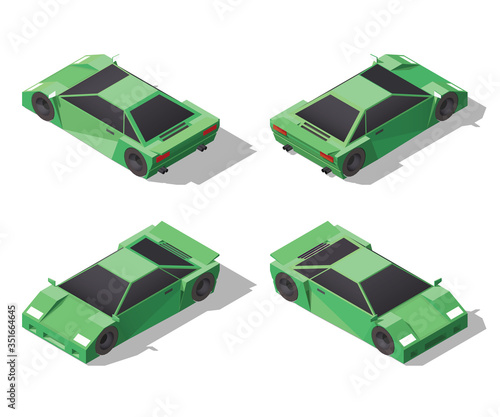 Low poly sports car. 3d racing supercar illustration.