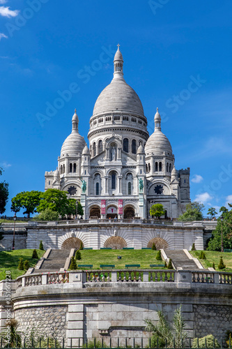 Paris, France - May 20, 2020: Basilica Sacre Coeur in Montmartre in Paris