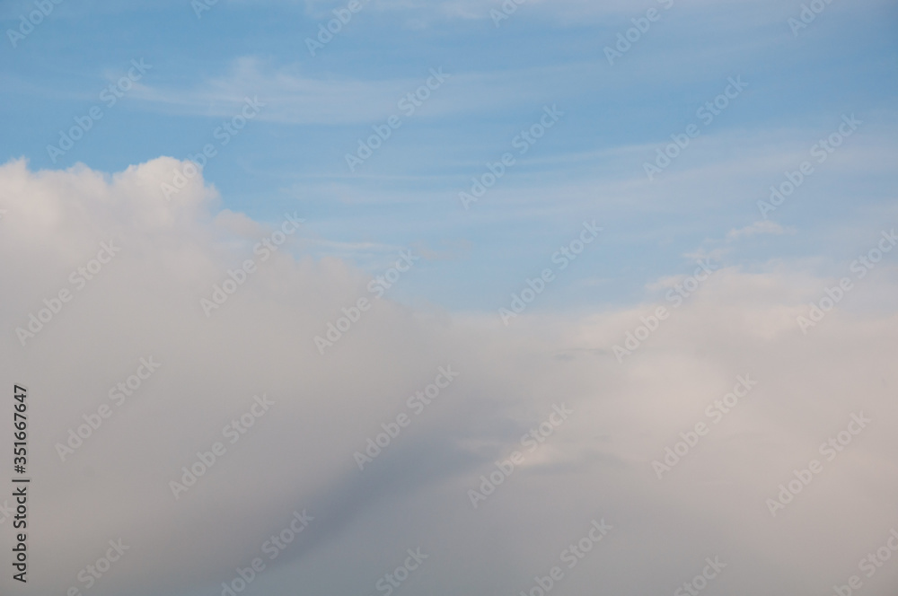 Puffy white clouds with wispy blue sky in this nature shot. Weather and meteorology concepts that also make good backgrounds. Puffy white clouds with wispy blue sky in this nature shot. Weather and meteorology concepts that also make good backgrounds.